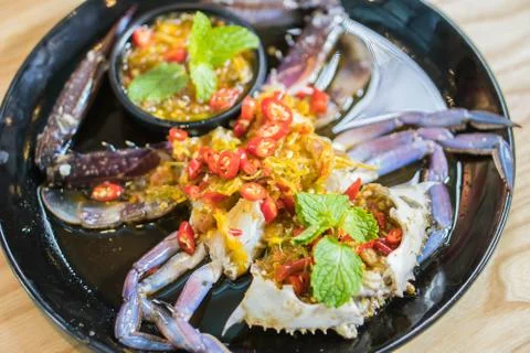 Fried soft shell crab salad Stock Photos