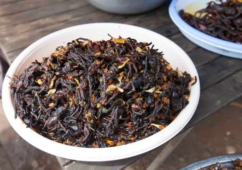 Fried spiders Stock Photos