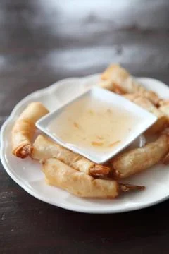 Fried spring roll also known as egg roll Stock Photos