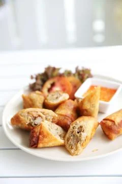Fried Spring Roll also known as Egg Roll Stock Photos