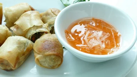 Fried spring roll Stock Footage 75844044
