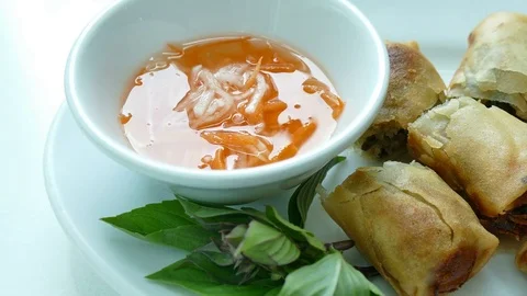 Fried spring roll Stock Footage 76592239