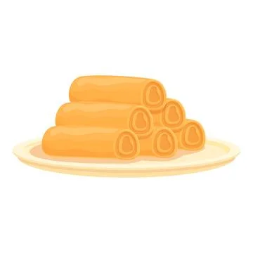 Fried spring roll icon cartoon vector. Food cuisine Stock Illustration
