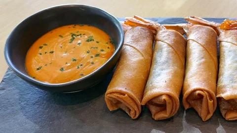 Fried spring roll shrimp Stock Footage 83353110