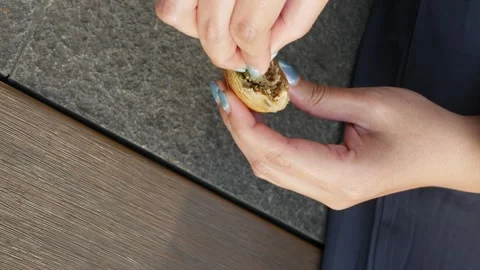 Fried spring rolls or popia or lumpia getting open in half and put a green .. Stock Footage 294280068