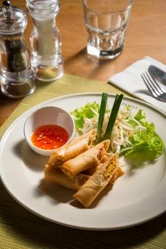 Fried spring rolls Stock Photos