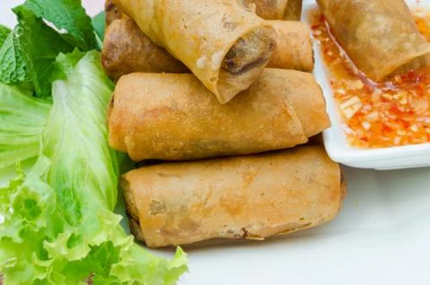 Fried spring rolls Stock Photos