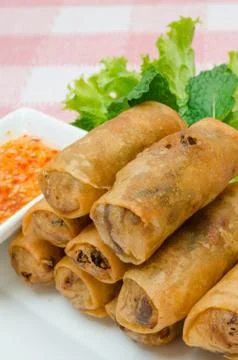 Fried spring rolls Stock Photos