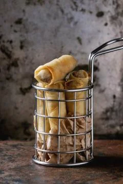 Fried spring rolls with sauce Stock Photos