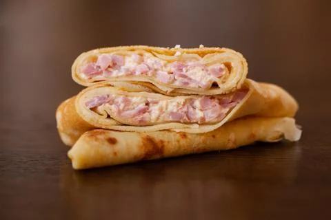 Fried Spring rolls on table in the kitchen on wooden background Stock Photos