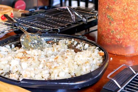 Fried squid egg Stock Photos