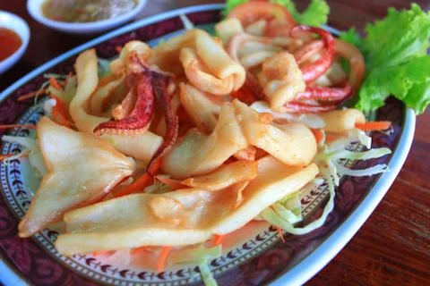 Fried squid Foto stock