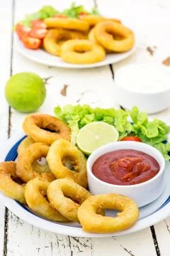 Fried squid Stock Photos