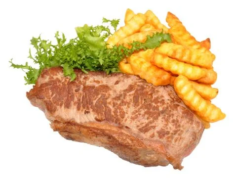 Fried Steak And Chips Stock Photos