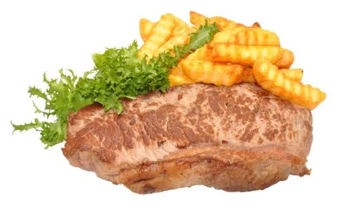 Fried Steak And Chips Stock Photos
