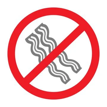 Fried strips of bacon in in grayscale under the ban. Unhealthy food. Healthy Illustrazione stock