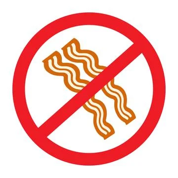 Fried strips of bacon under the ban in trendy color combination . Quick Illustrazione stock