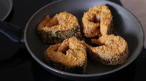 Fried Sturgeon Stock Footage 53024743