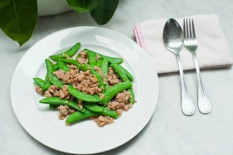 Fried sugar pea Stock Photos