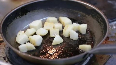 Fried in sunflower potatoes Stock Footage 73981566