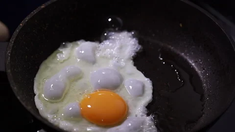 Fried Sunny Side Up Egg On A Pan Stock Footage 160140041