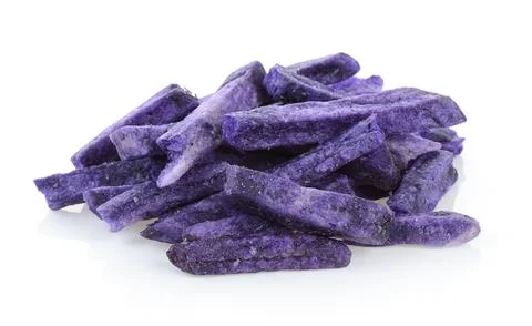 Fried taro chips, Taro snacks isolated on white background Stock Photos