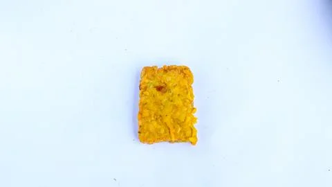 Fried tempeh flour with white background, suitable for menu books, recipes .. Stock Photos