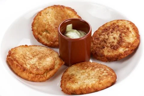 Fried thick pancake Stock Photos