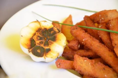 Fried toasts snack Foto stock