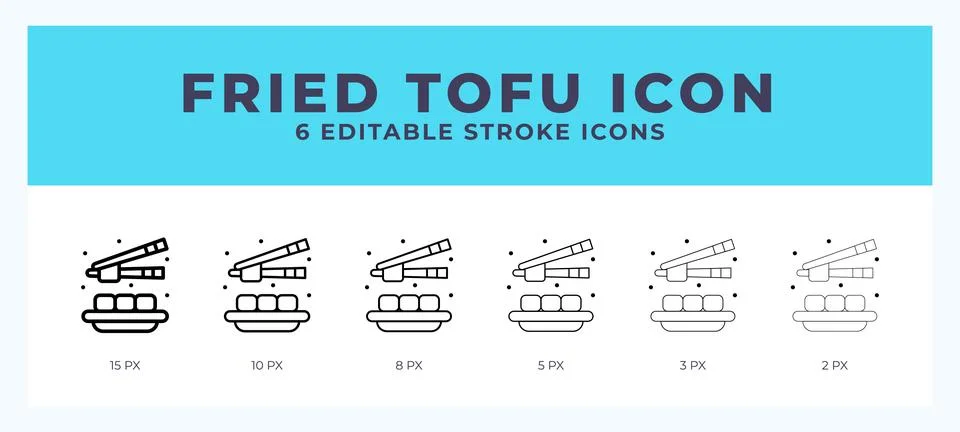 Fried tofu line icon. For web. And mobile app. Vector illustration. Illustrazione stock