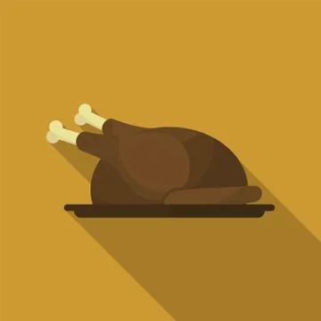 Fried Turkey Flat Design Stock Illustration