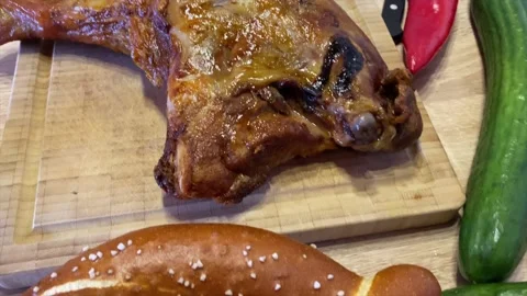 Fried Turkey with Pretzel dinner Stock Footage 170311189