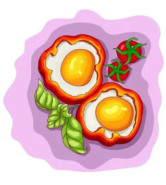 Fried two eggs breakfast pepper Stock Illustration