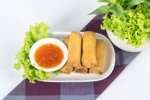 Fried vegetable egg roll, spring roll Stock Photos