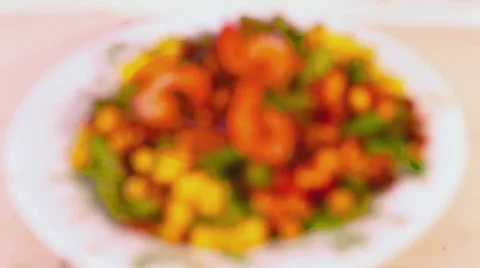 Fried vegetables beans shrimp Stock Footage 65447987