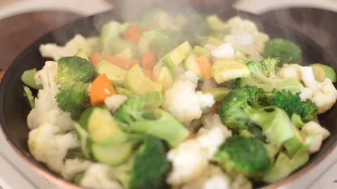 Fried vegetables in the pan Stock Footage 73572875