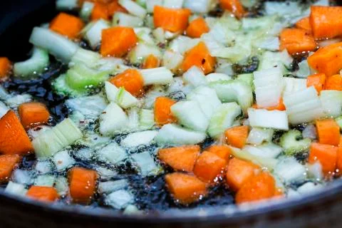 Fried vegetables in a pan Stock Photos