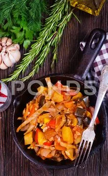 Fried vegetables Stock Photos
