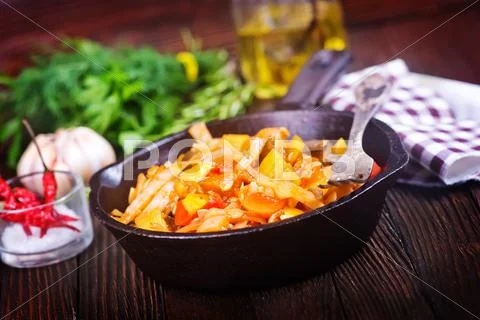 Fried vegetables Stock Photos