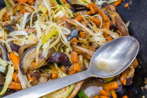 Fried vegetables Stock Photos