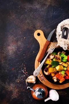 Fried vegetables Stock Photos