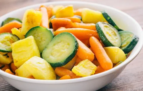 Fried vegetables on the plate. High quality photo. Stock Photos