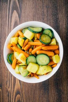 Fried vegetables on the plate. High quality photo. Stock Photos