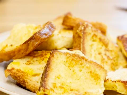 Fried white bread is on a plate Stock Photos