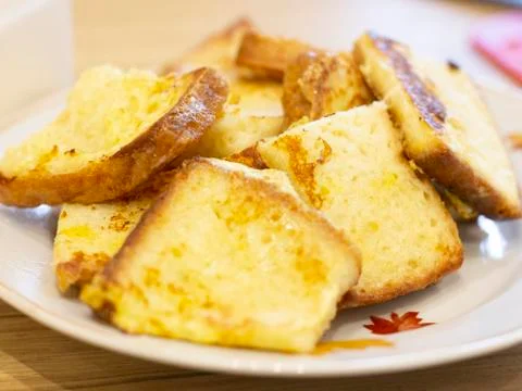 Fried white bread is on a plate Stock Photos
