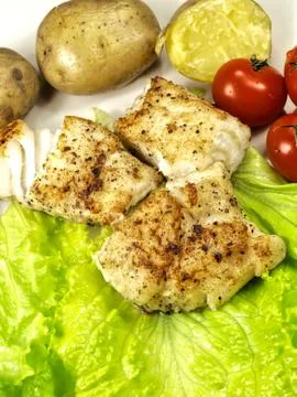 Fried white fish Stock Photos