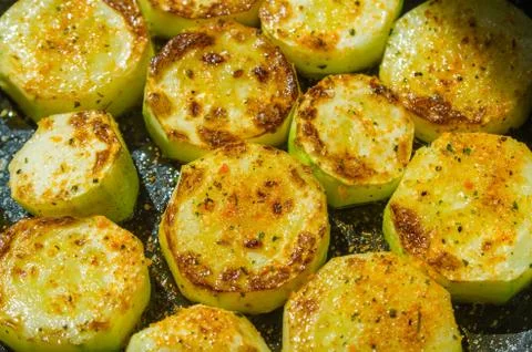 Fried zucchini, close-up Stock Photos