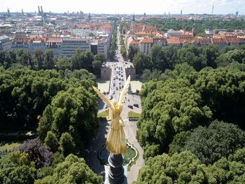 Friedens Engel Aerial view Munchen 動画素材 69494603