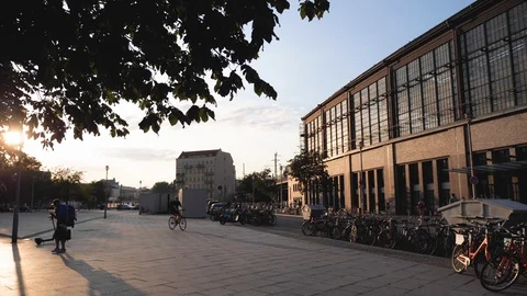 Friedrichschain S-bahn surface metro train station in Berlin Stock-Footage 116240666
