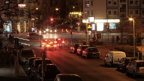 Friedrichshain Corner Night Stock Footage 102564246